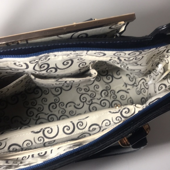 Navy Blue Metallic Handbag - Picture 11 of 16